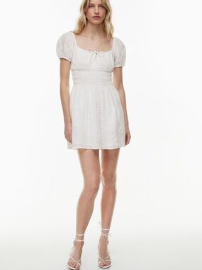 Sunday Best Kay Puff-Sleeve Seersucker Mini Dress XL – Cottagecore White